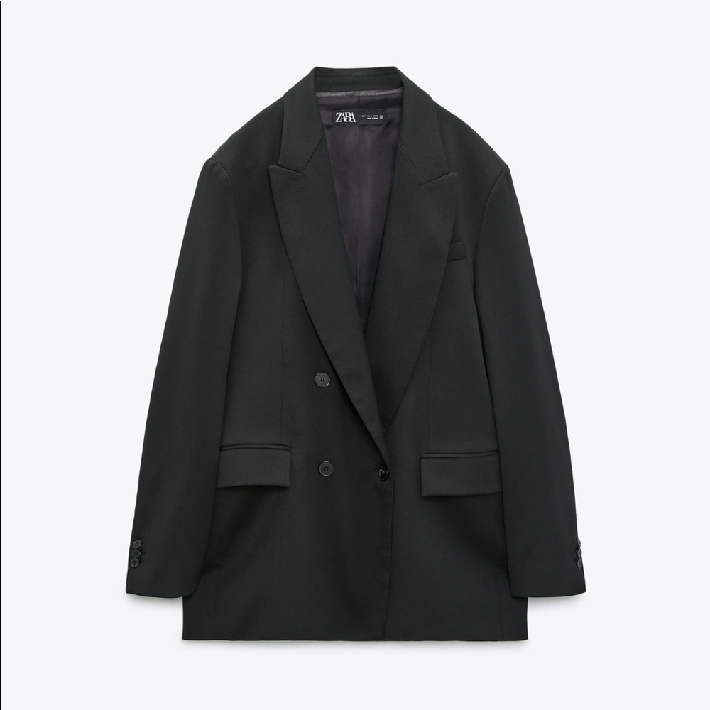 Zara limited edition double breasted wool blend blazer